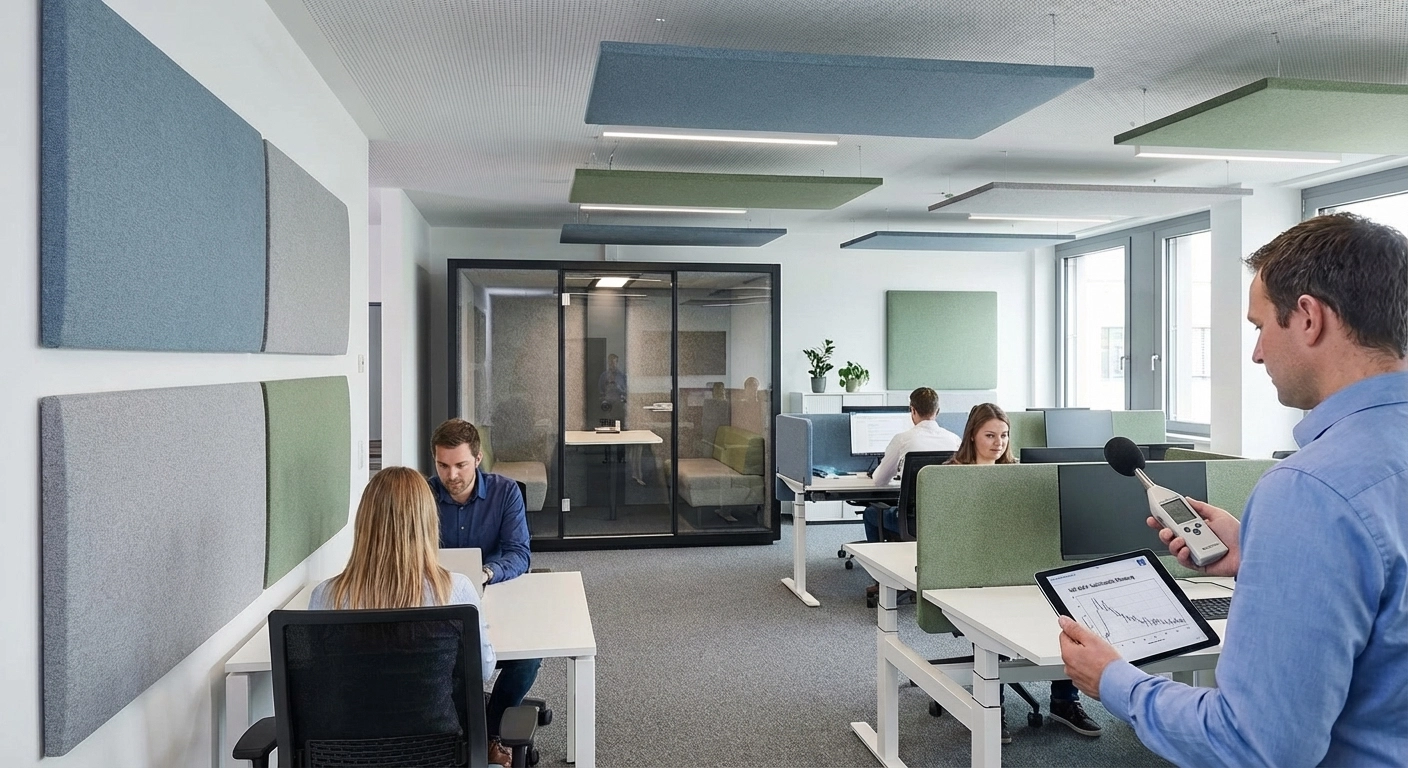 Büroakustik 2026: VDI 2569, ASR A3.7, Nachhallzeit und Absorber-Kosten im Vergleich