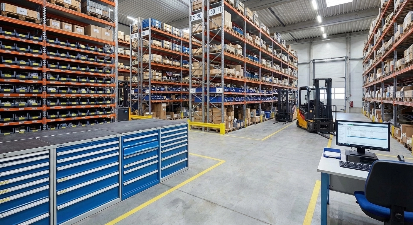 Ersatzteillager mit System: Regale und Schubladenschränke für industrielles Ersatzteilmanagement