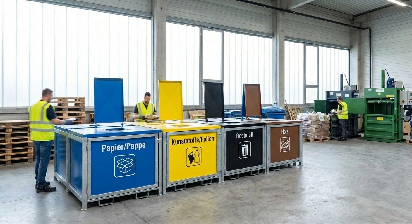 Gewerbeabfall richtig trennen: Recycling-Stationen und Behältersysteme nach GewAbfV