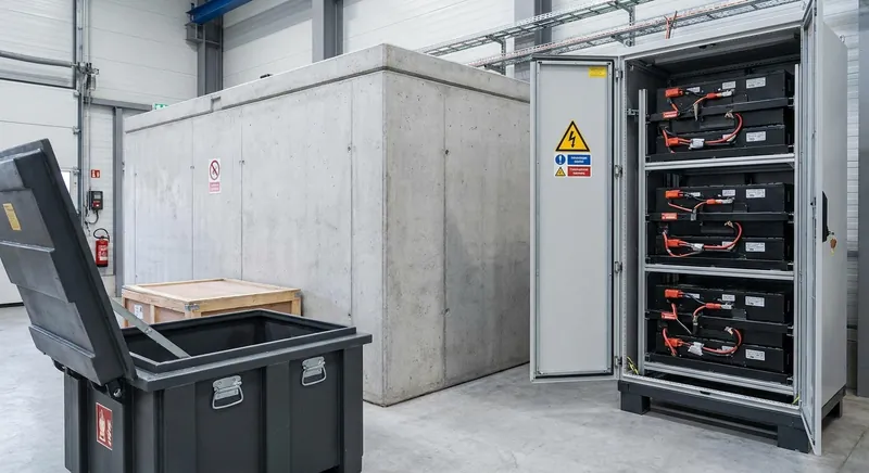 Lithium-Ionen-Akkus sicher lagern: 4 Ebenen von Brandschutzbox bis Betonlager — Entscheidungshilfe nach VdS 3103