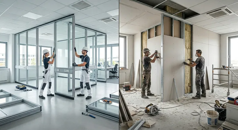 Modulare Trennwände vs. fester Innenausbau: Warum die versetzbare Lösung über zehn Jahre günstiger ist