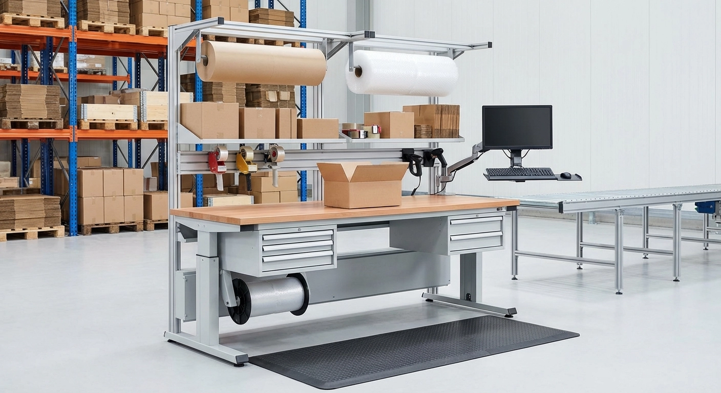 Packplatz einrichten: Packtisch, Ergonomie, Materialbereitstellung und digitale Anbindung für KMU