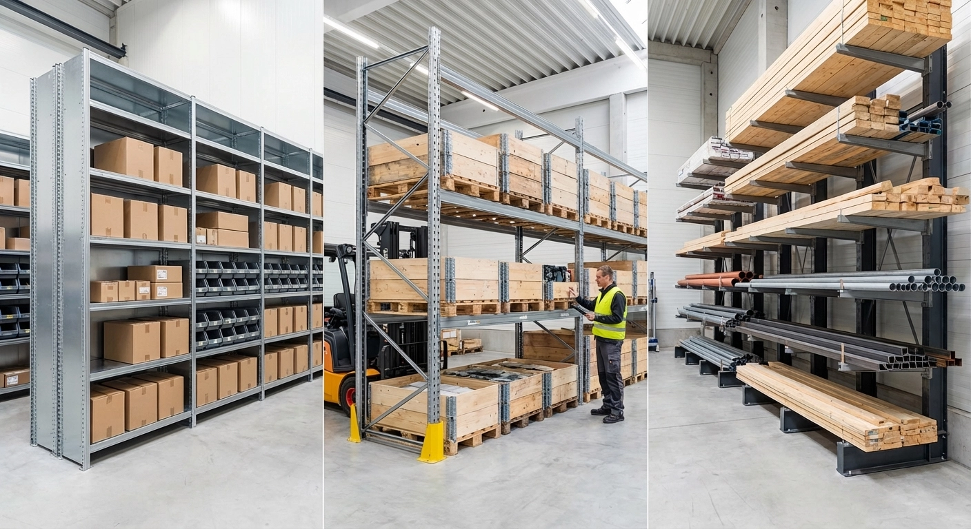 Regalsysteme im Vergleich 2026: Steckregal, Palettenregal oder Kragarmregal?