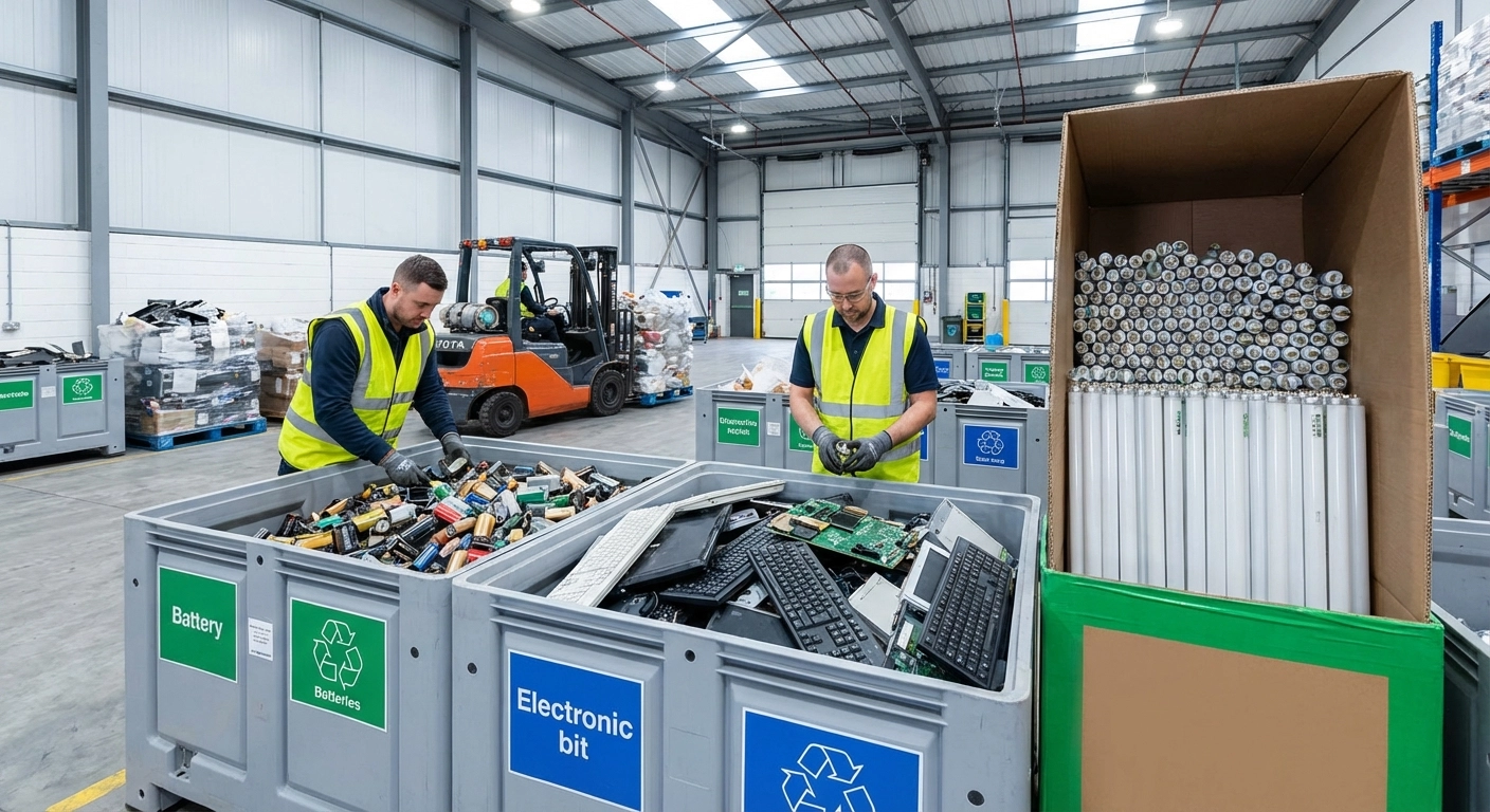 Sonderabfall im Betrieb 2026: Altbatterien, Elektronikschrott und Leuchtstoffröhren richtig sammeln und entsorgen