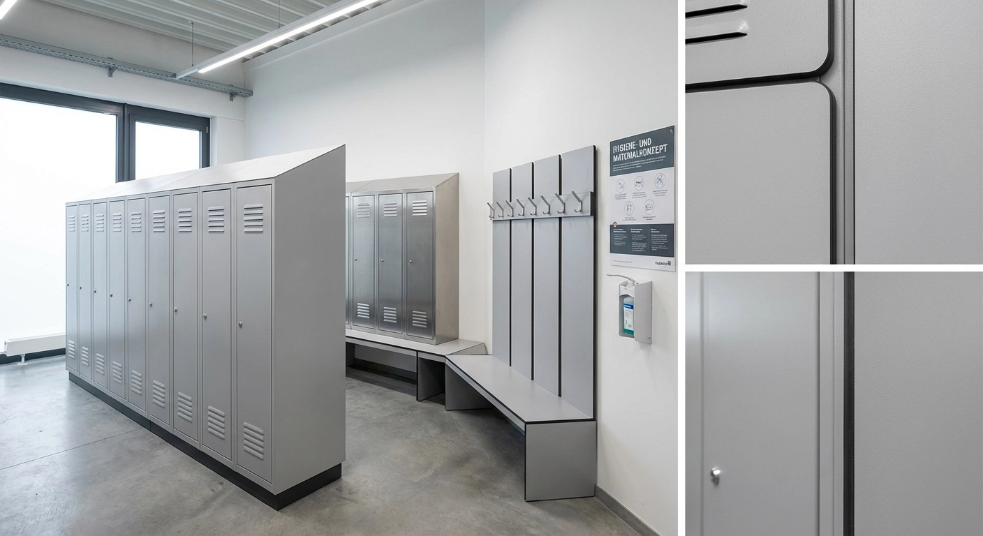 Spindschränke und Garderobensysteme 2026: Hygiene, Schwarz-Weiß-Trennung, Materialwahl und ASR A4.1