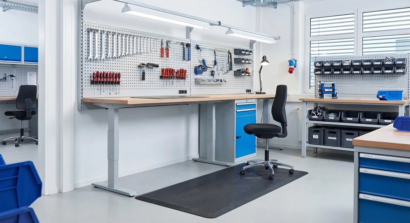 Werkstatt ergonomisch einrichten: Arbeitsplätze nach ArbStättV und DIN planen