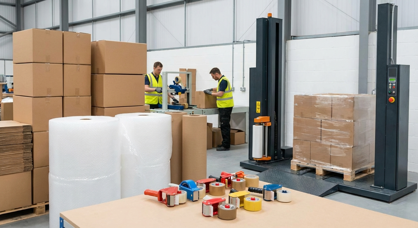 Verpackung — Kartons, Füllmaterial, Klebebänder & Verpackungsmaschinen